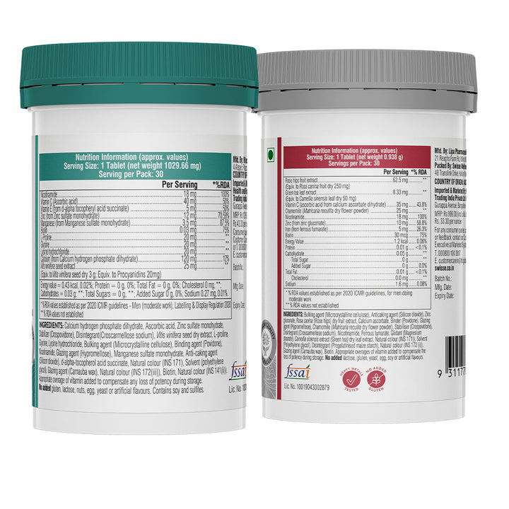 Swisse Vegan Collagen Builder & Biotin+ Biotin Tablets (30 Tablets) Combo