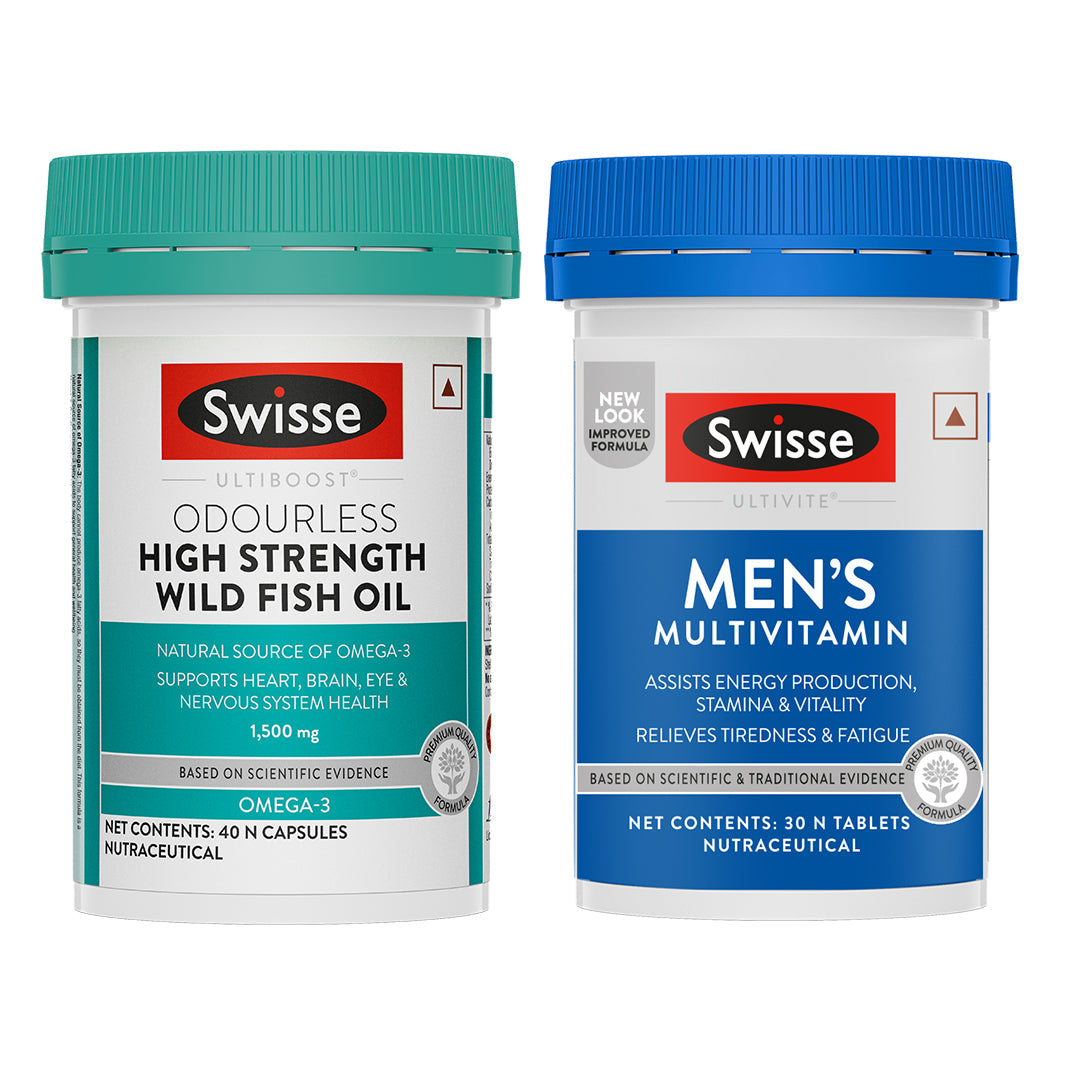 Swisse Fish Oil Omega 3 - 1500mg (40 Tablets) & Swisse Multivitamin For Men (30 Tablets) Combo