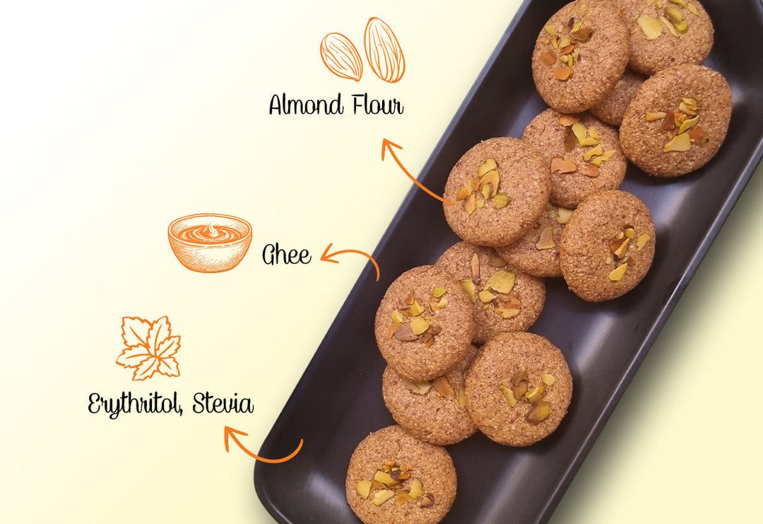 Low carb - Keto friendly Almond Nankhatai cookies