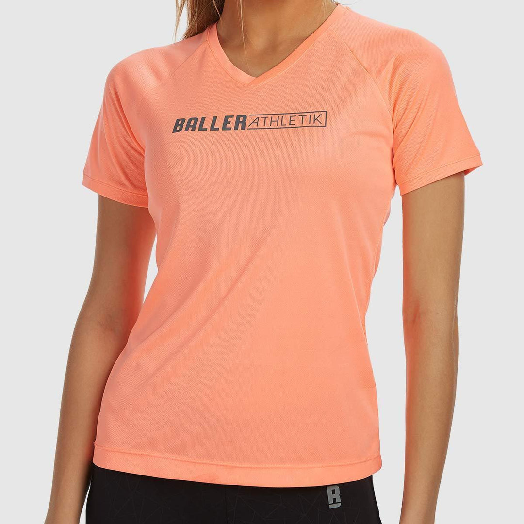 V-neck Performance Tees - Coral