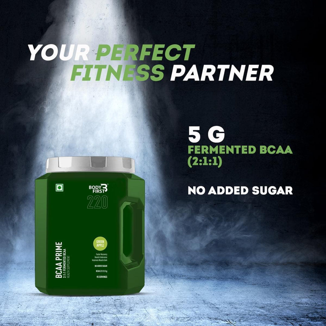 BCAA PRIME with Fermented BCAA 5G and No Added Sugar which Improves Muscle Gain, Faster Recovery and Boost Endurance.