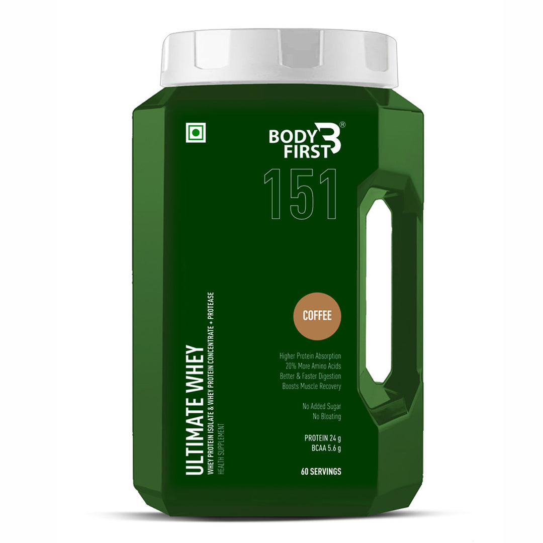 Ultimate Whey - Blend of Whey Protein Isolate & Concentrate with Digestive Enzymes, 24g Protein, 5.6g BCAA
