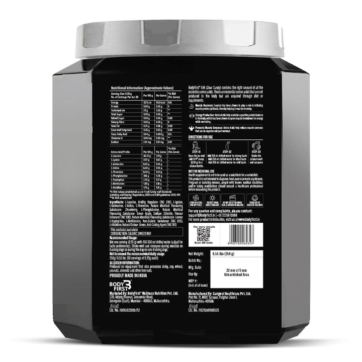 Essential Amino Acids (EAA) - The Ultimate Amino Recovery Formula containing 6.29g EAA with 3.95g BCAA for Muscle Building, Recovery, Strength, Energy & Endurance