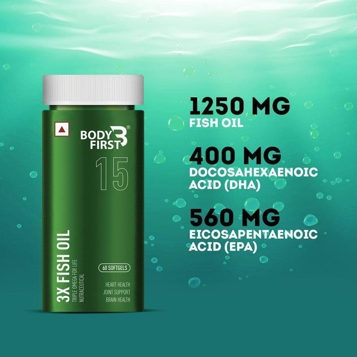3X Fish Oil - Triple Strength Fish Oil 1250mg (EPA - 560mg, DHA - 400mg)