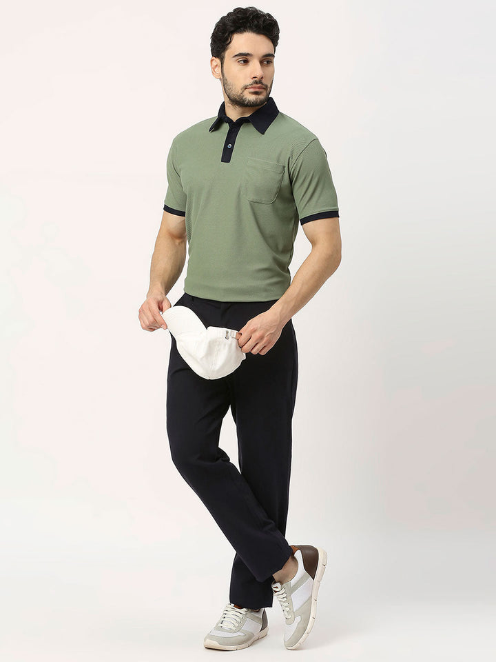 Men's Sports Polo - Olive and Navy