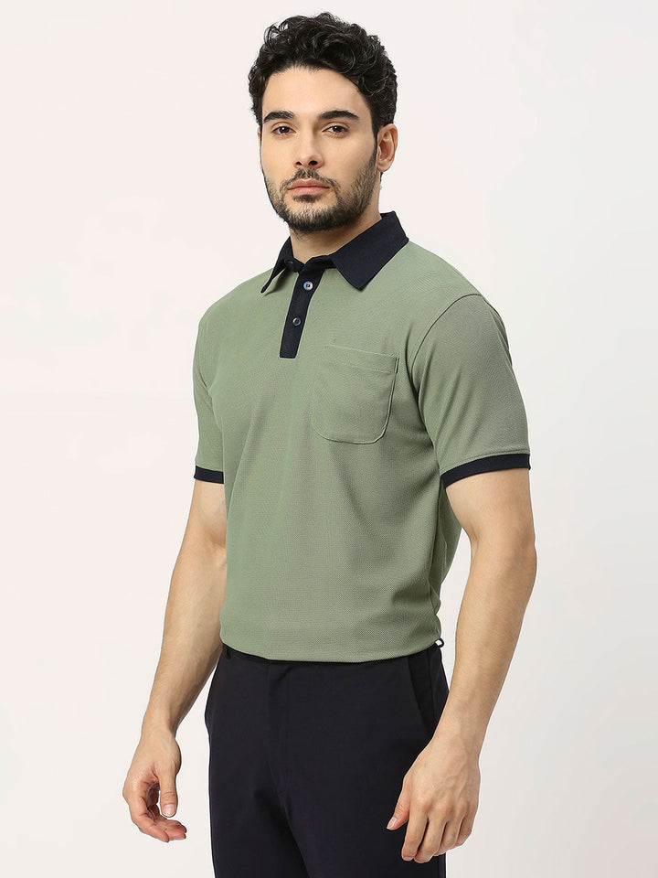 Men's Sports Polo - Olive and Navy