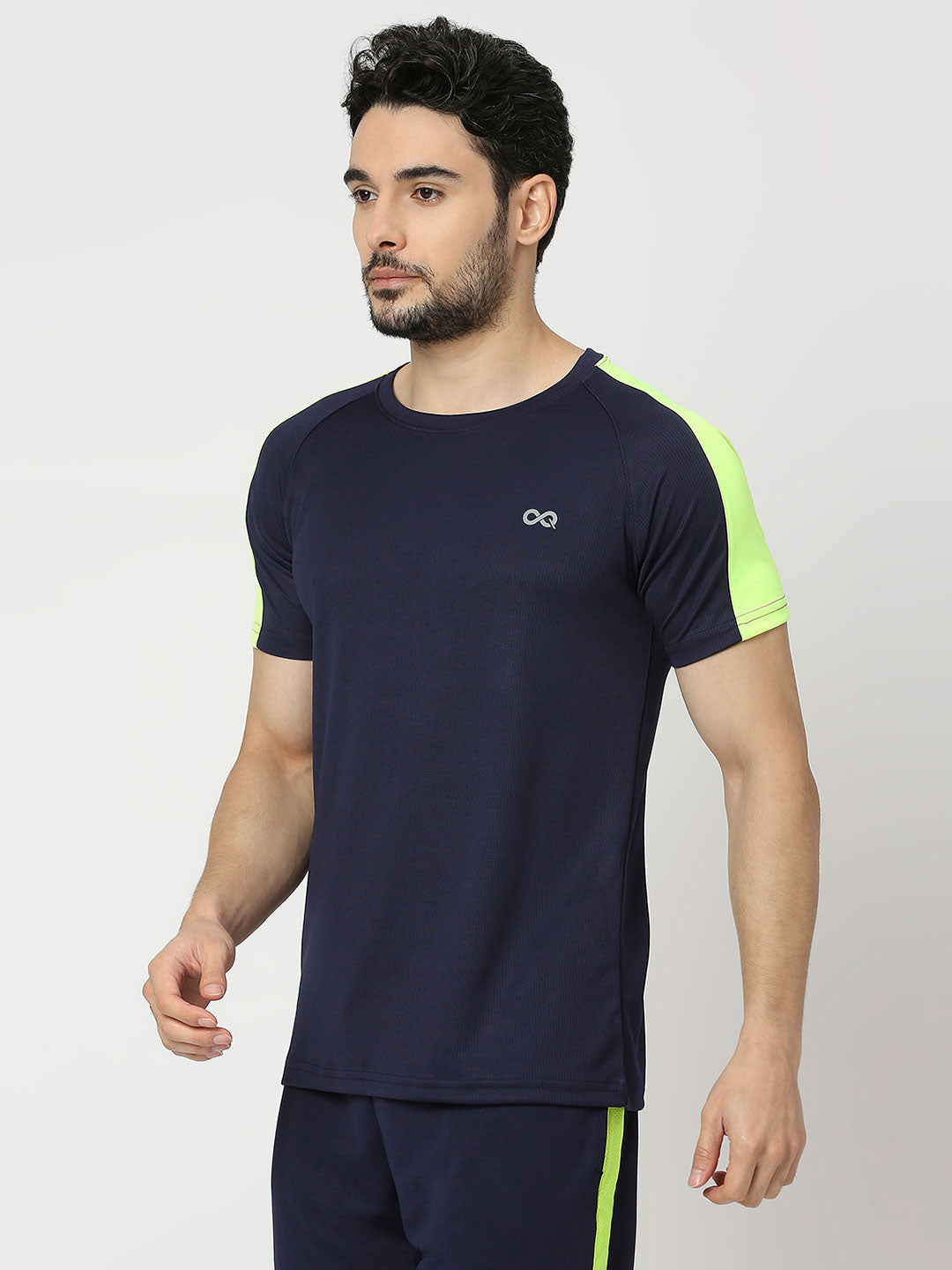 Men's Striped Sports T-Shirt - Navy Blue
