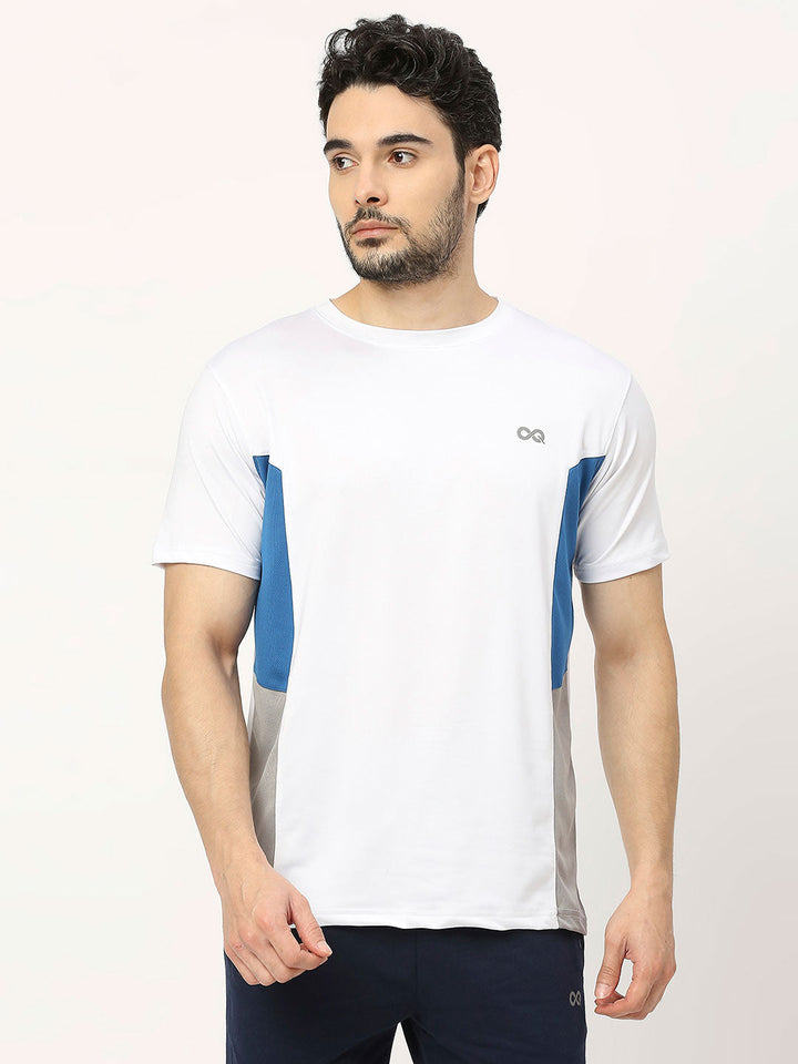 Men's Striped Sports T-Shirt - White