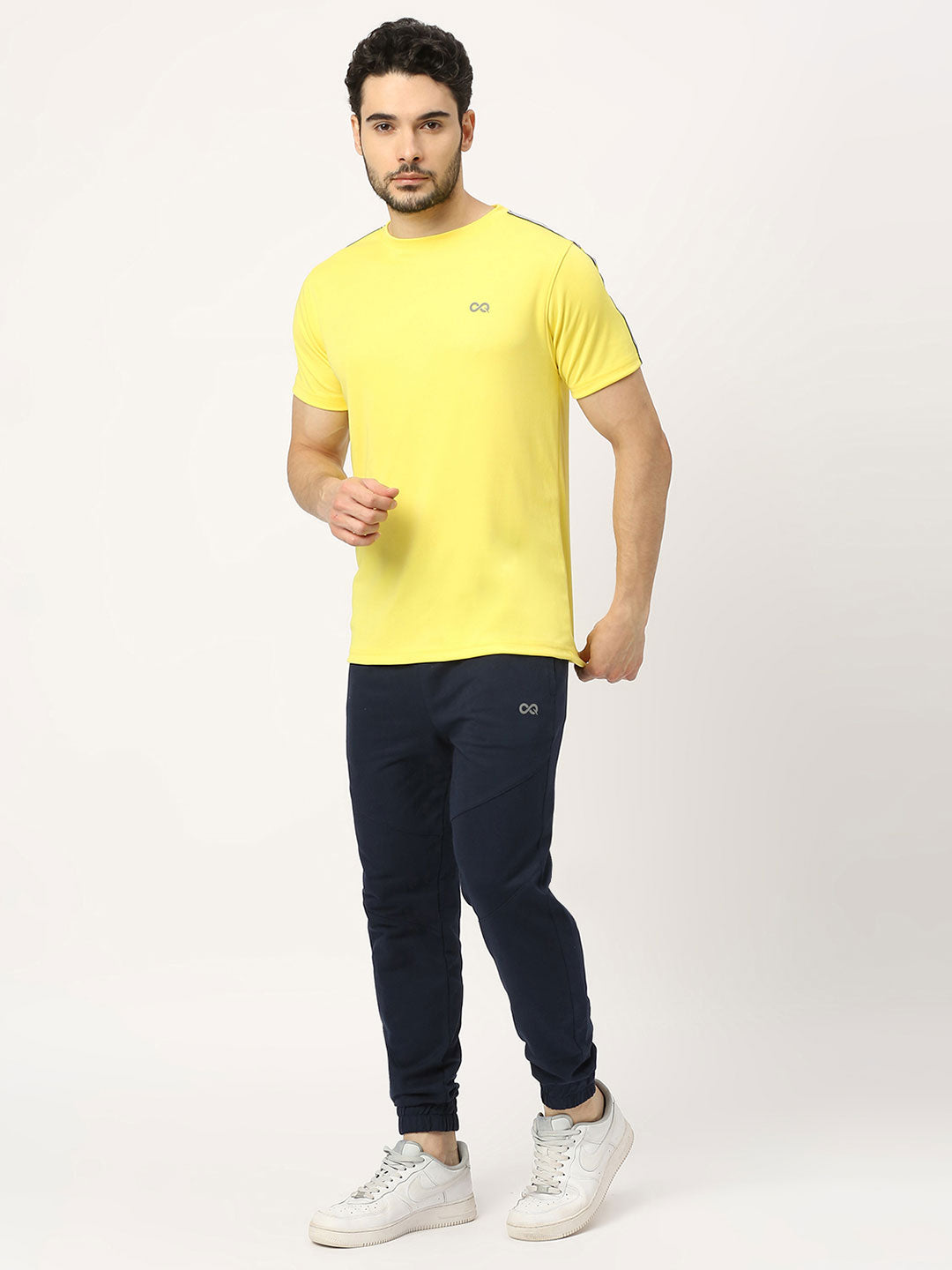 Men's Striped Sports T-Shirt - Yellow