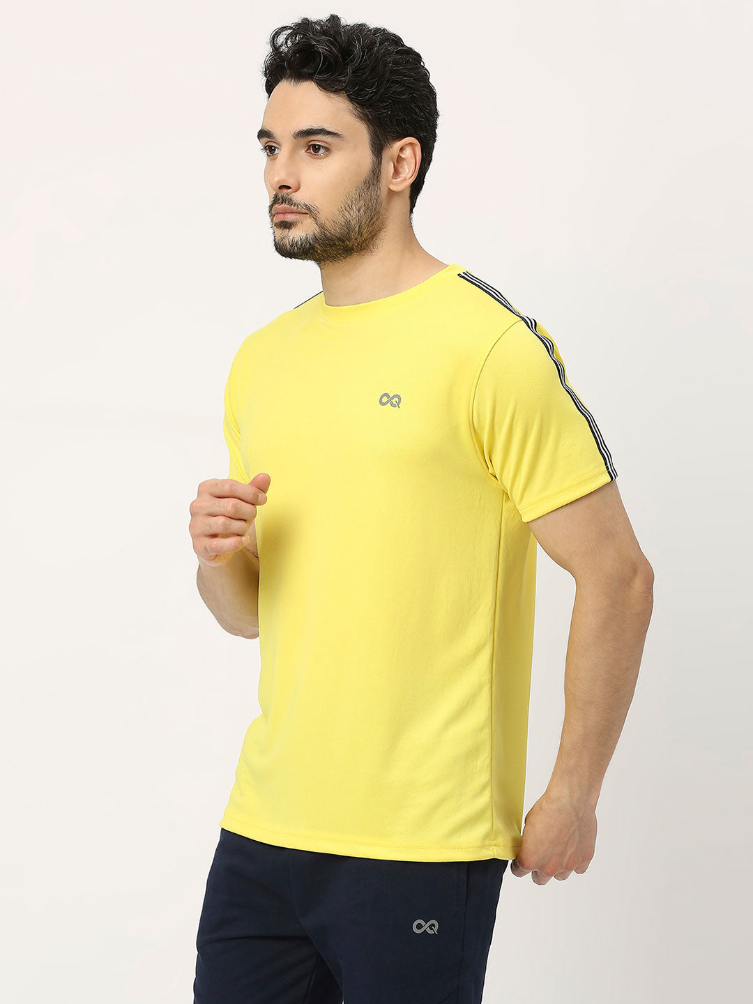 Men's Striped Sports T-Shirt - Yellow