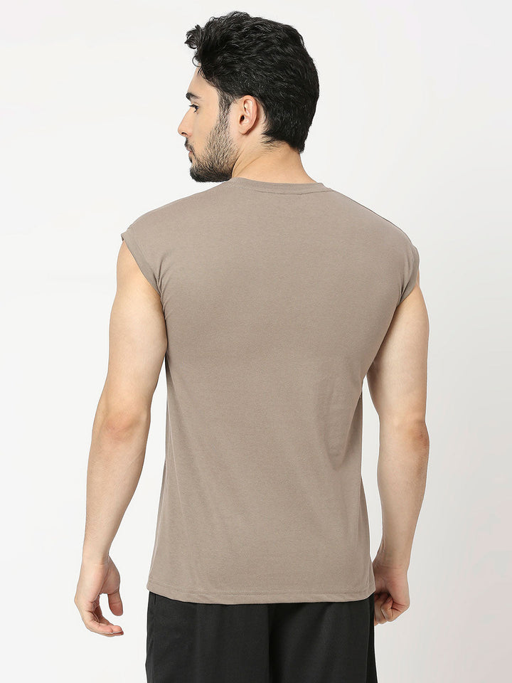Men's Drop Shoulder Sports Vest - Mud Brown