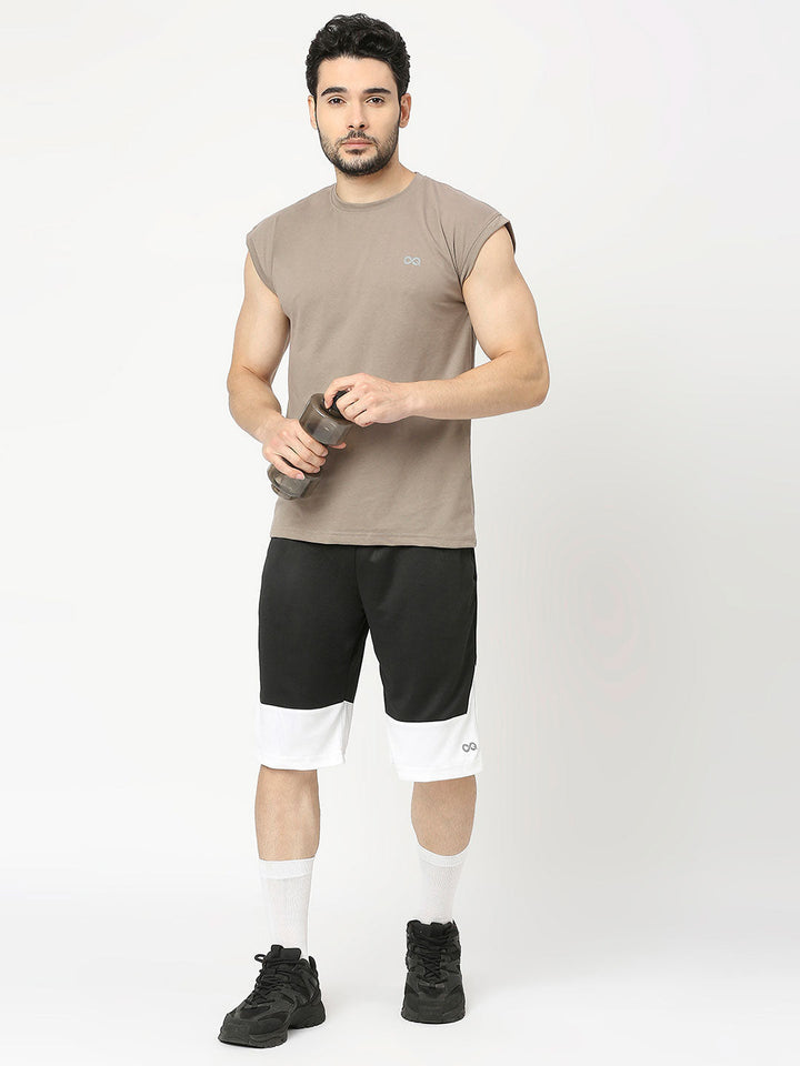 Men's Drop Shoulder Sports Vest - Mud Brown