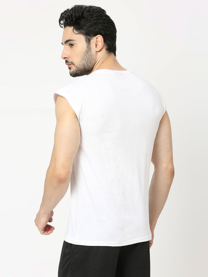 Men's Drop Shoulder Sports Vest - White