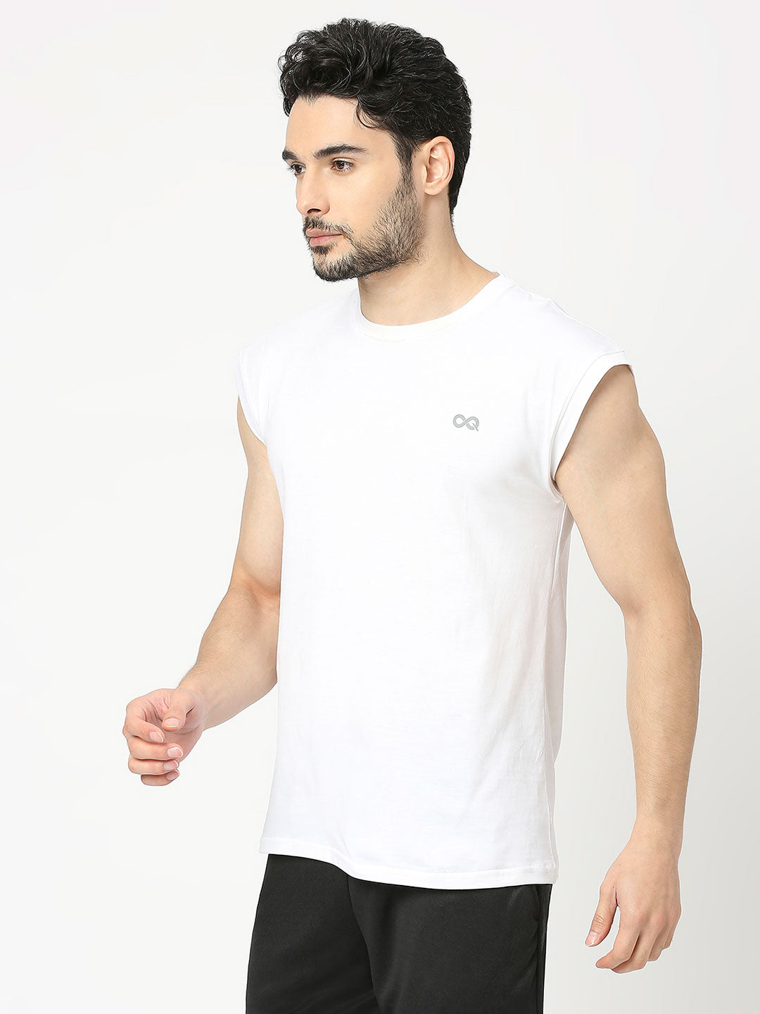 Men's Drop Shoulder Sports Vest - White