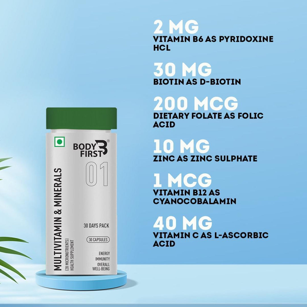 Multivitamin for Men & Women - 100% RDA of Vitamin C, D, E, B12, Biotin, Zinc, Minerals for Immunity, Energy, Stamina, Healthy Hair, Eye, Muscle & Brain Function