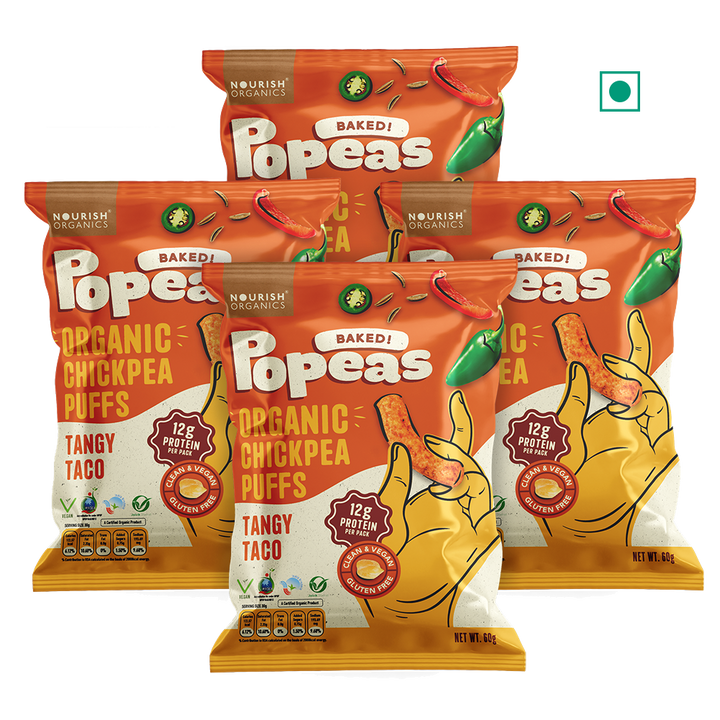 Popeas Protein Puffs - Tangy Taco (Pack of 4)