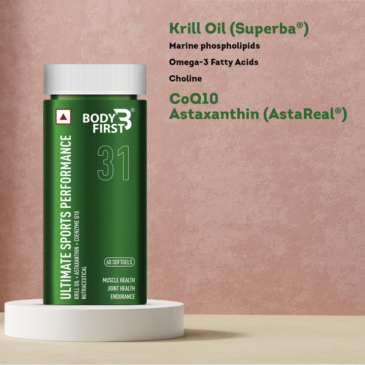 Ultimate Sports Performance with Krill Oil, AstaReal® Astaxanthin and CoQ10 for Heart & Nerve Health
