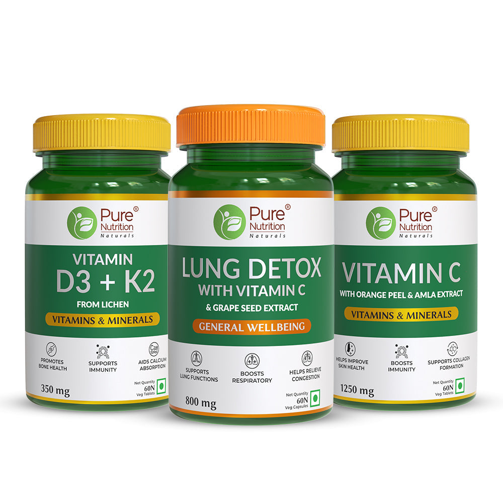IMMUNITY BOOSTING COMBO- Vitamin C + Vitamin D3+K2 + Lung Detox