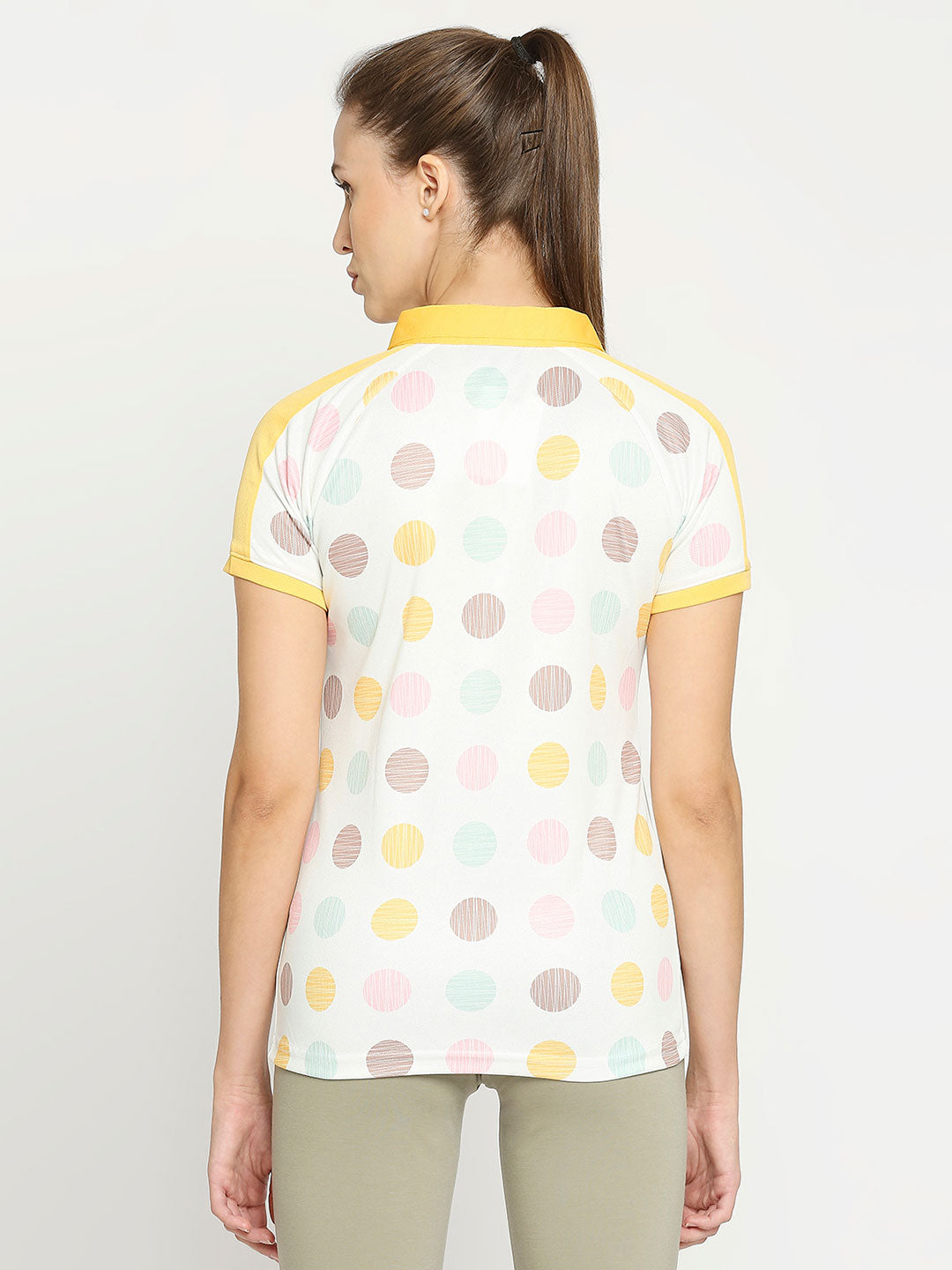 Women's Golf Polo Shirt - Yellow Printed