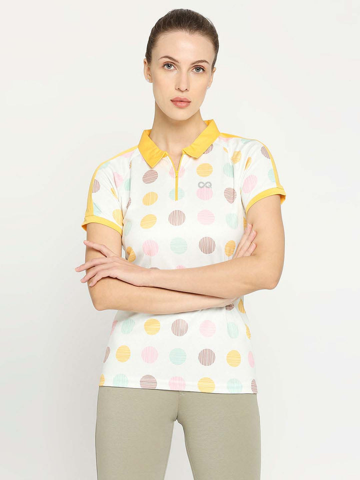 Women's Golf Polo Shirt - Yellow Printed