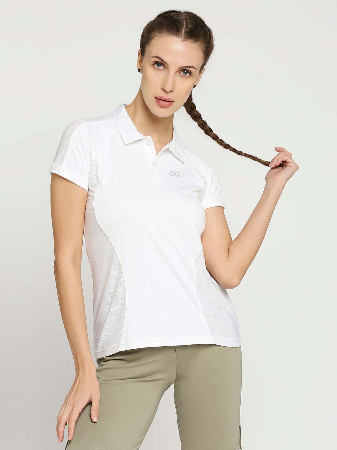Women's Golf Polo Shirt with Mesh - White