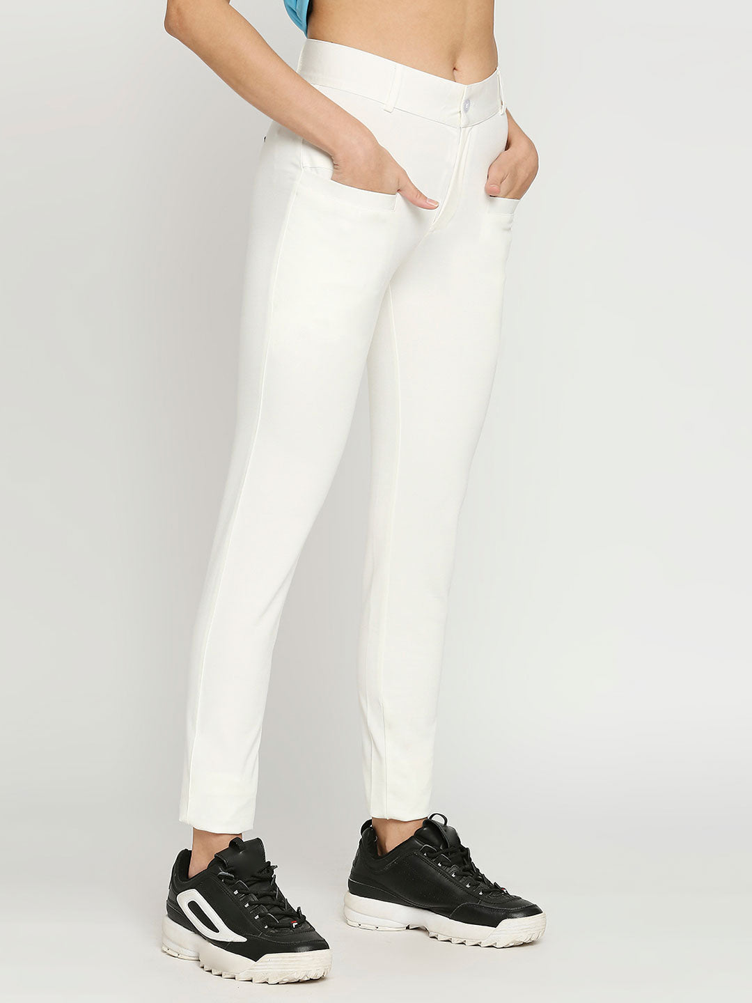 Women's Golf Pants with Welt Pockets - White