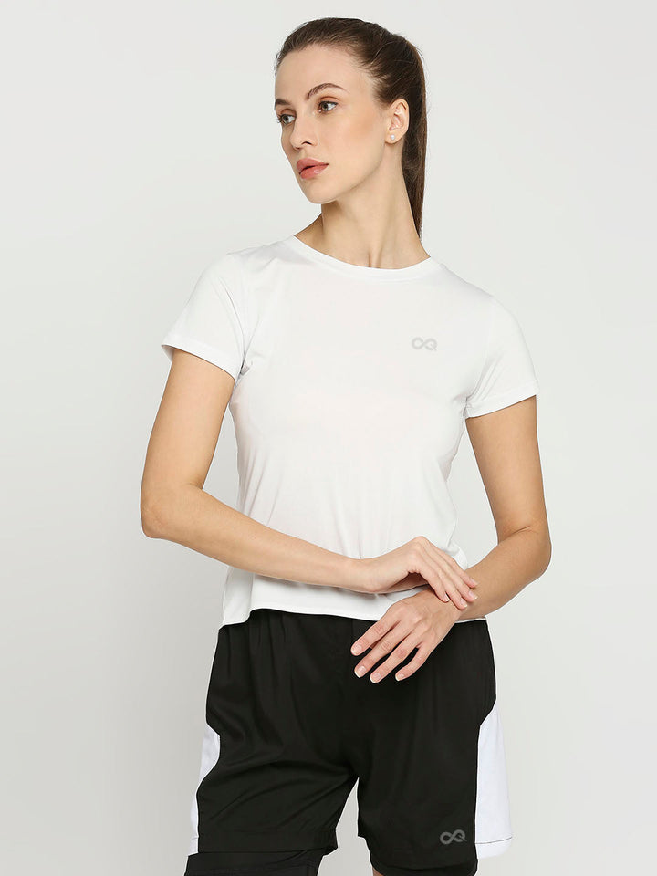 Women's Sports T-Shirt with Back Tie Up - White