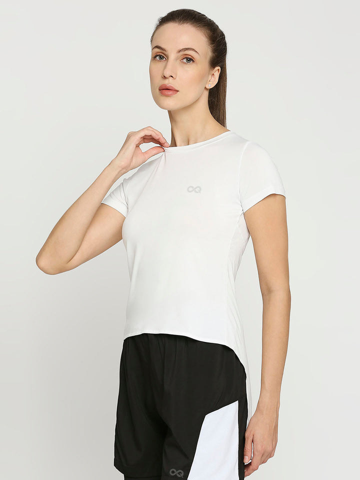 Women's Sports T-Shirt with Back Tie Up - White