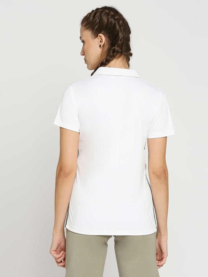 Women's Sports Polo Shirt - White & Navy