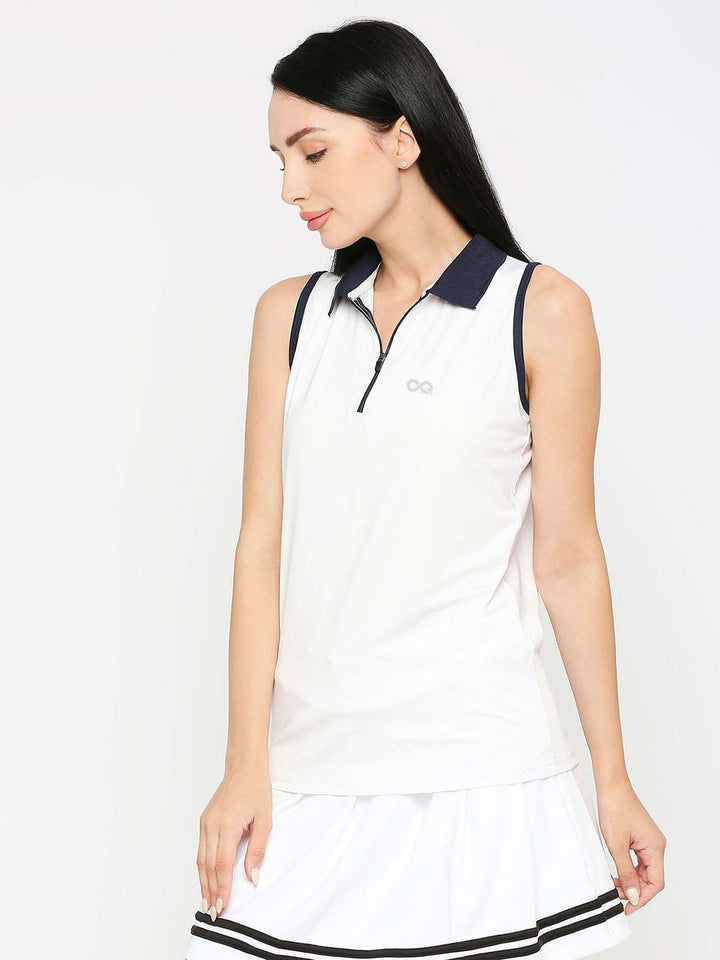 Women's Tennis Vest - White & Navy