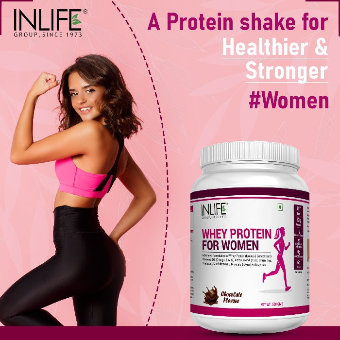 INLIFE Whey Protein Powder for Women (500g, Chocolate)