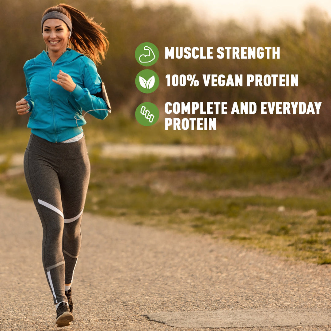 Plant Protein with Brown Rice Protein, Pea Protein, Soy Protein Isolate 100% Vegan, Chocolate