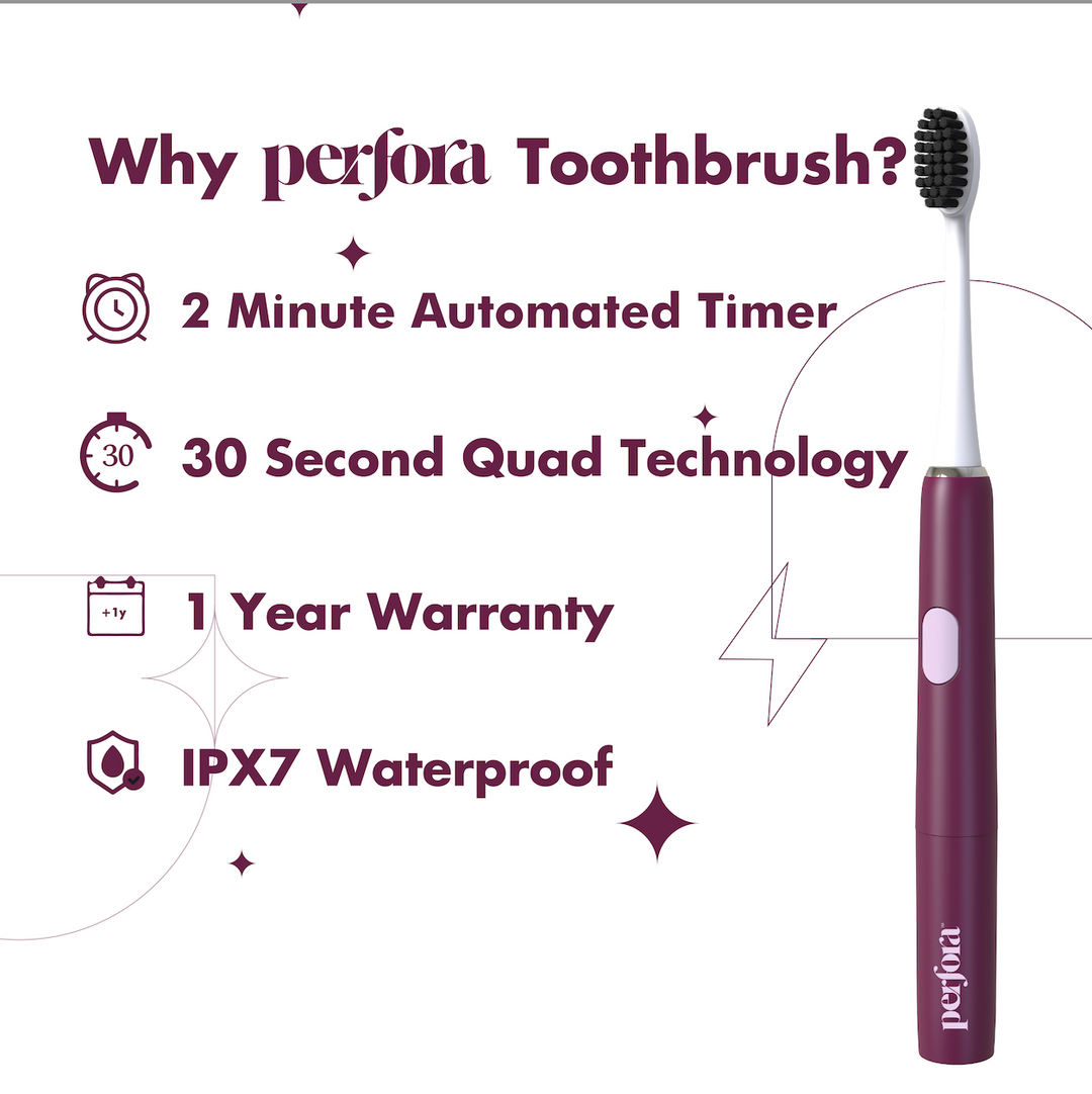 Electric Toothbrush with 4 Brush Heads - Model 002 - Lush Plum
